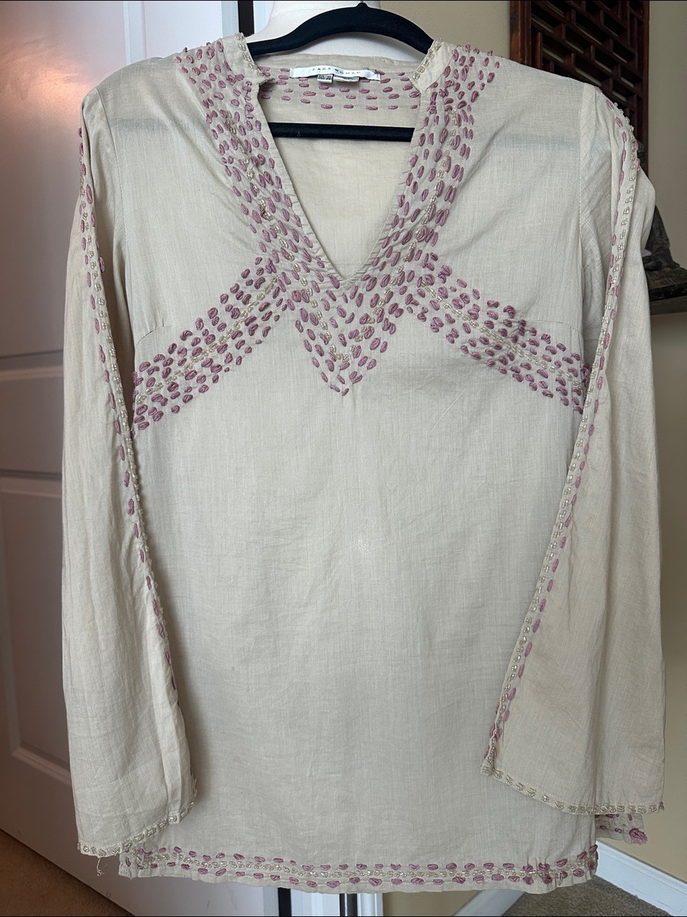 Zara Cotton beaded embroidered Tunic